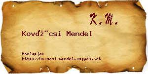 Kovácsi Mendel névjegykártya