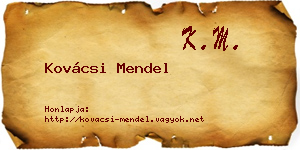 Kovácsi Mendel névjegykártya